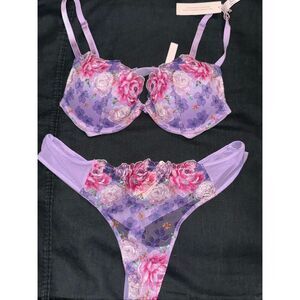 💜 Victoria’s Secret Dream Angels Embroidered Floral Lingerie Set- NWT SIZE Medi
